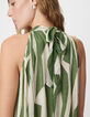 Robe longue verte imprim&eacute; graphique Femme-4