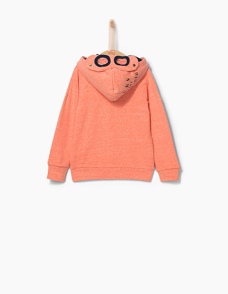 Boys’ terracotta mask-hood sweatshirt cardigan-3