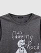 Boys' charcoal grey marl guitarist image T-shirt-3