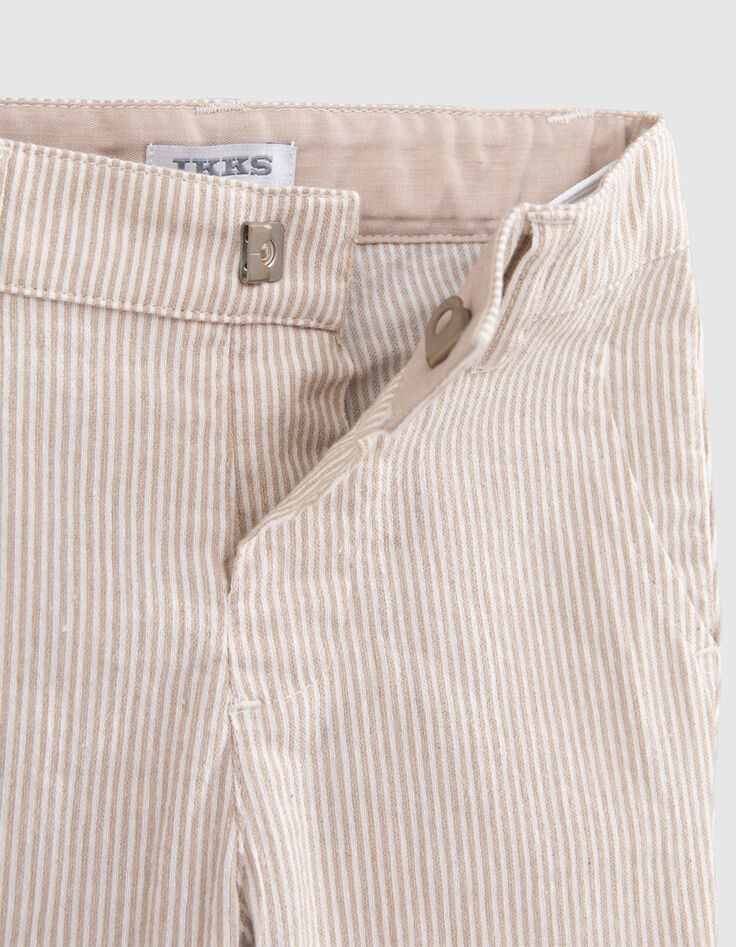 Baby boys’ beige striped occasionwear trousers with straps-6