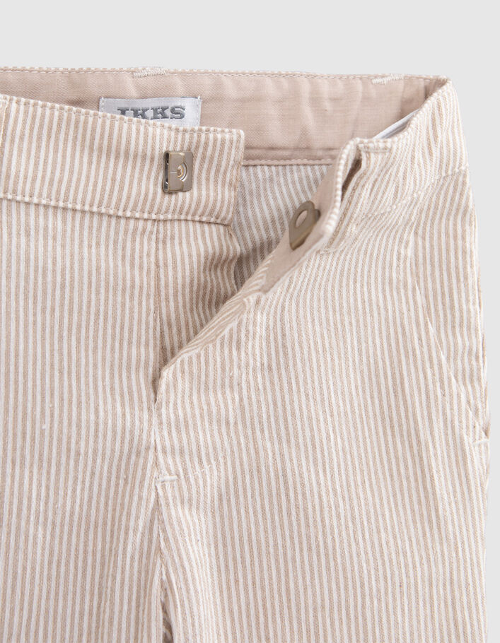 Baby boys’ beige striped occasionwear trousers with straps - IKKS