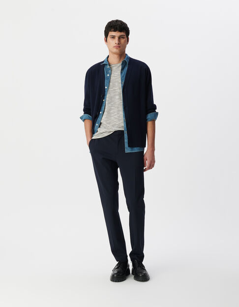Men's navy knit V-neck cardigan - IKKS