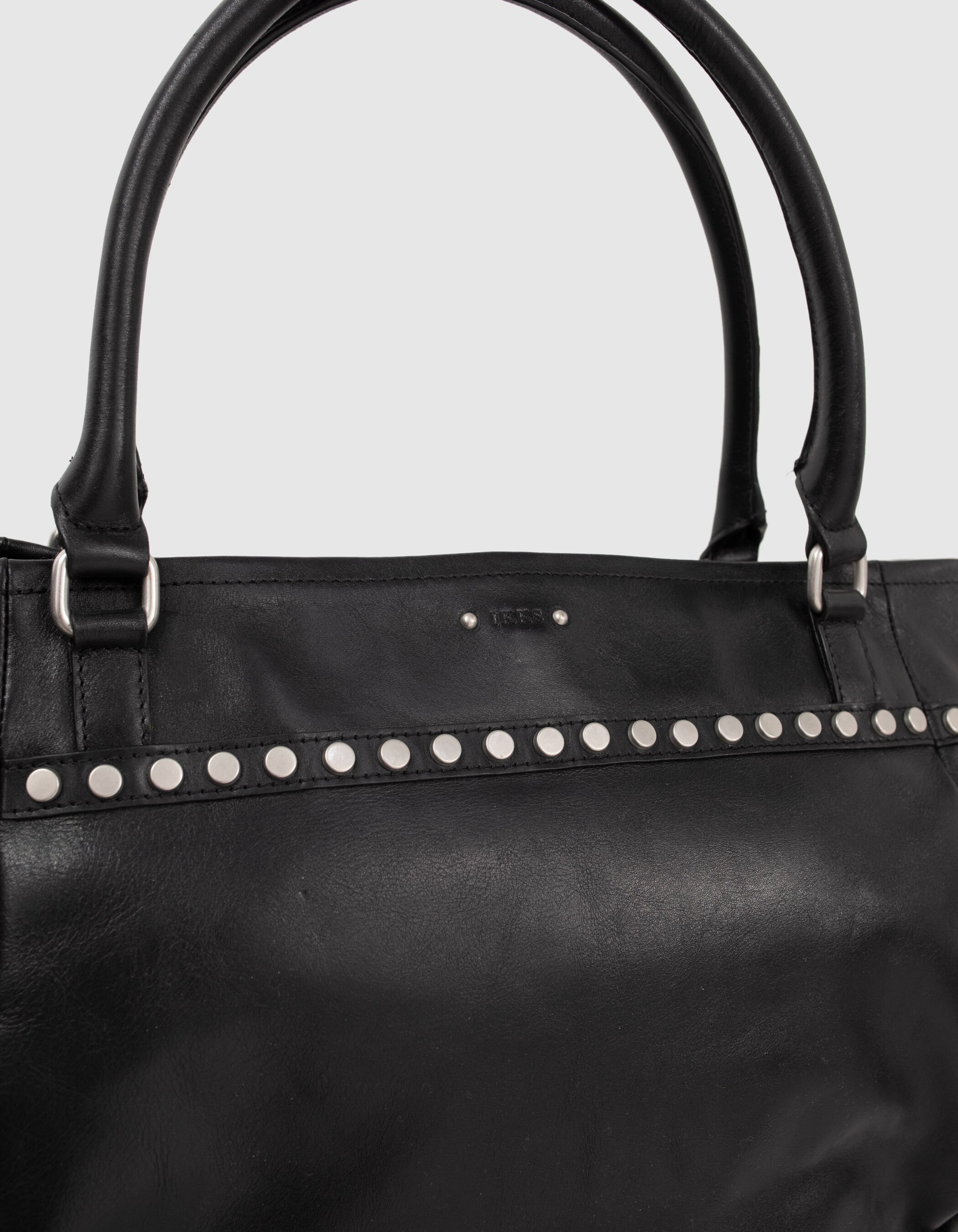 Women s black studded leather The Rock Artist tote bag