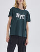 Camiseta verde pato mensaje tachuelas mujer-1