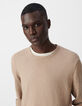 Pull beige tricot flammé col roulotté Homme-4