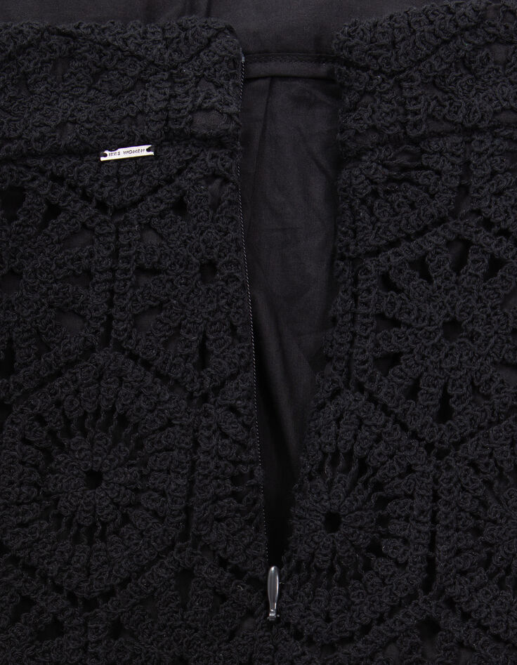 Women’s black crochet wide-leg trousers-7