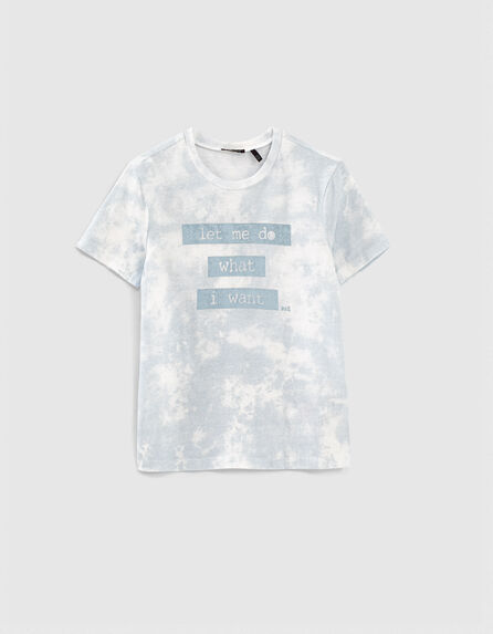 Boys’ blue tie-dye slogan T-shirt