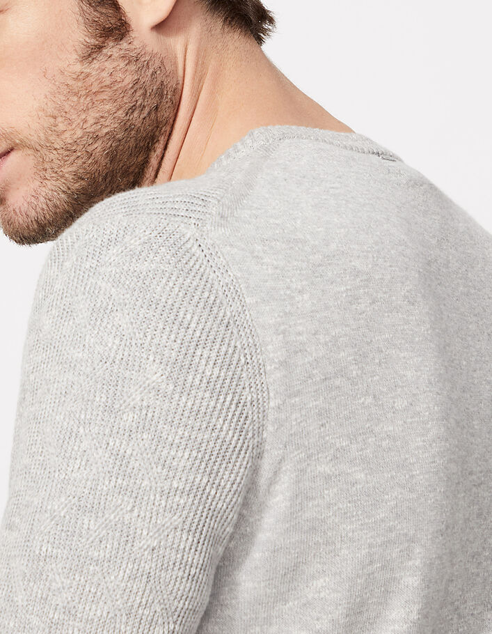 Men’s light grey marl textured knit sweater - IKKS