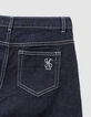 Marineblaue weite Mädchenjeans mit festem Revers-8