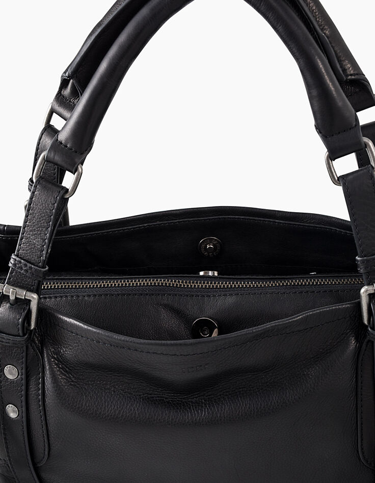 Women’s The Artist black leather bag + fringes -5
