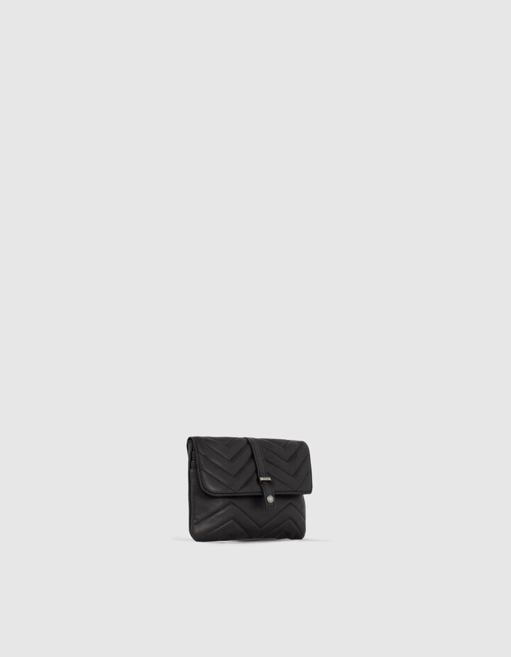 Cartera cuero negro 1440 SMALL WAITRESS acolchado chevrones mujer-2
