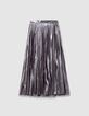 Girls’ silver lamé pleated long skirt-4