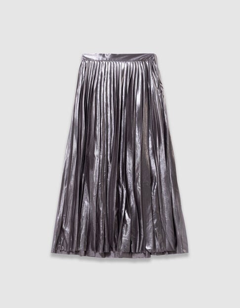 Lange pliss&eacute;rok zilver lam&eacute;e meisjes - IKKS