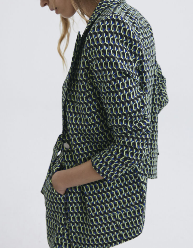Women’s black graphic print suit jacket-7