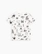 Tee-shirt blanc cassé à dessins musique et tigres garçon -4