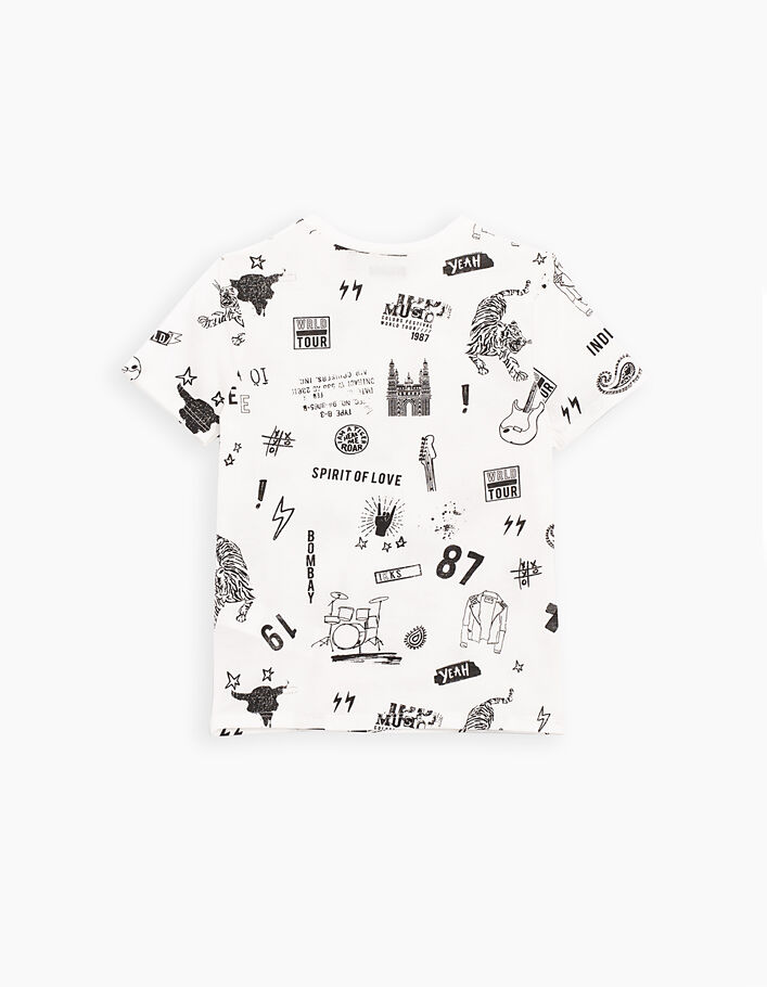 Camiseta blanco roto con dibujos música y tigres niño  - IKKS
