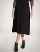 Women’s black Tencel and linen buttoned-front midi skirt-2