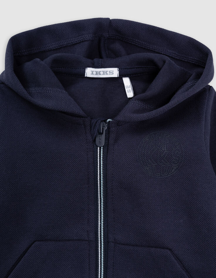 Blauw ritsvest met kap babyjongens-2