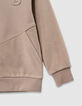 Cárdigan capucha cremallera beige bimaterial niño-8
