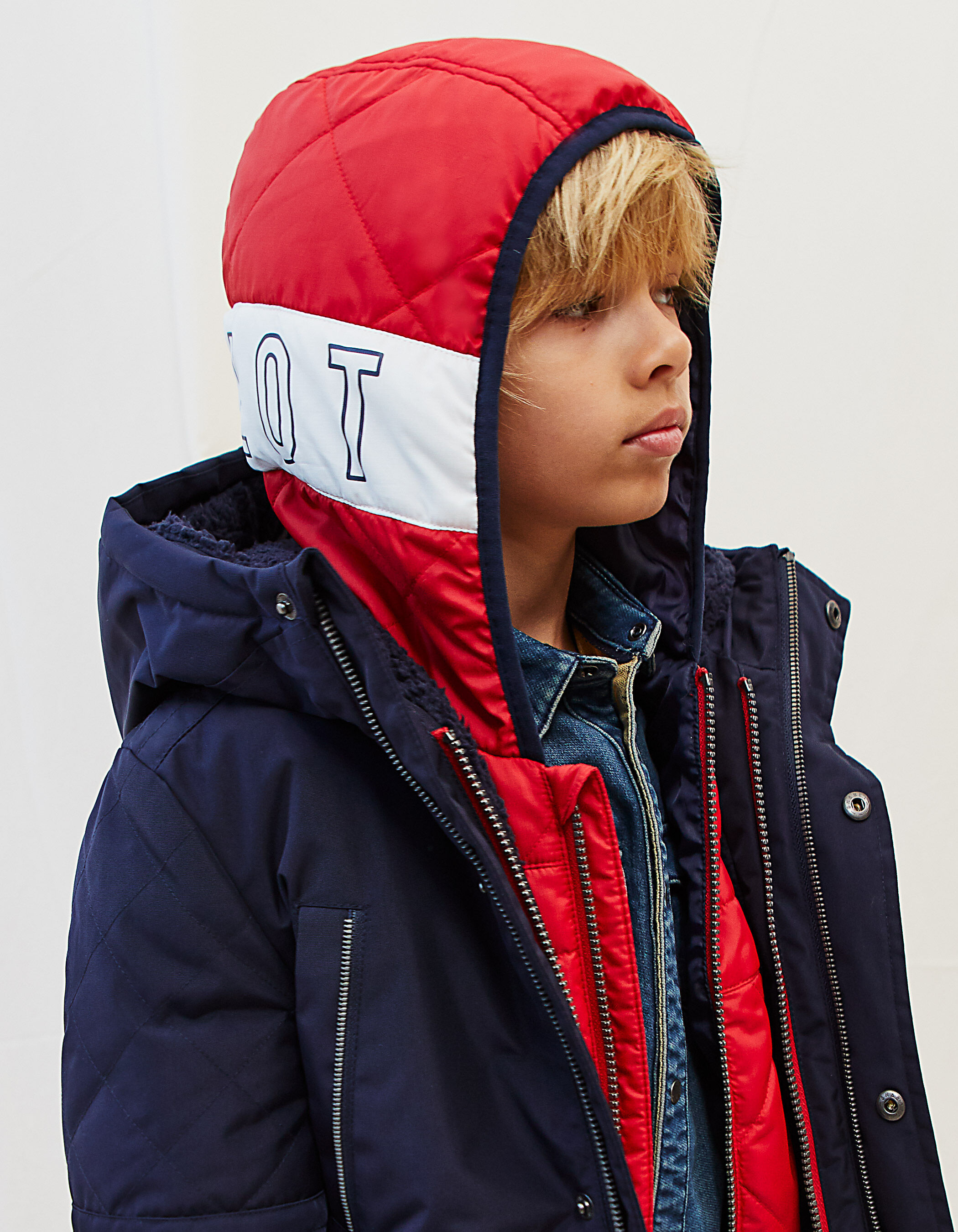 Parka 2 en 1 marine et doudoune rouge gar on