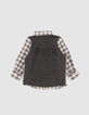 Baby boys’ grey mixed-fabric checked shirt-3