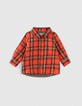 Camisa naranja de cuadros espalda punto print bebé niño-1