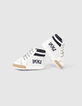 Baby boys' navy striped off-white mesh trainers-5