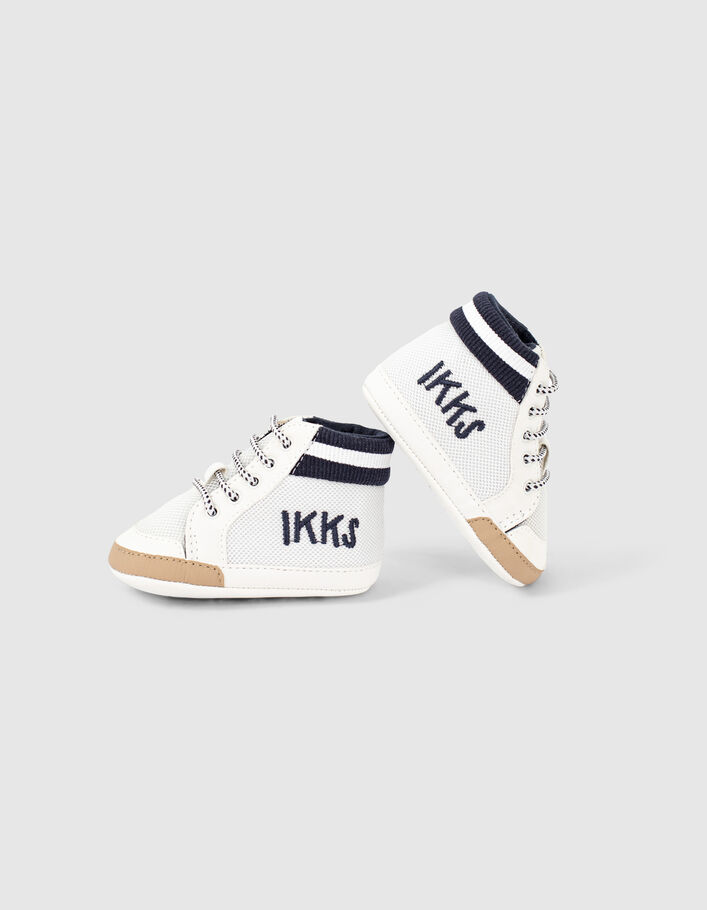 Gebroken witte sneakers in mesh navy strepen babyjongens - IKKS