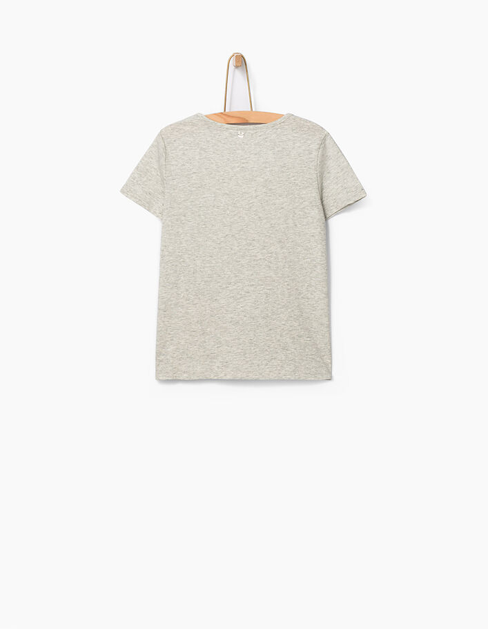 Camiseta gris jaspeado medio con encaje niña - IKKS