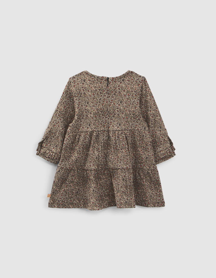 Kaki jurk luipaard-bloemenprint babymeisjes-3