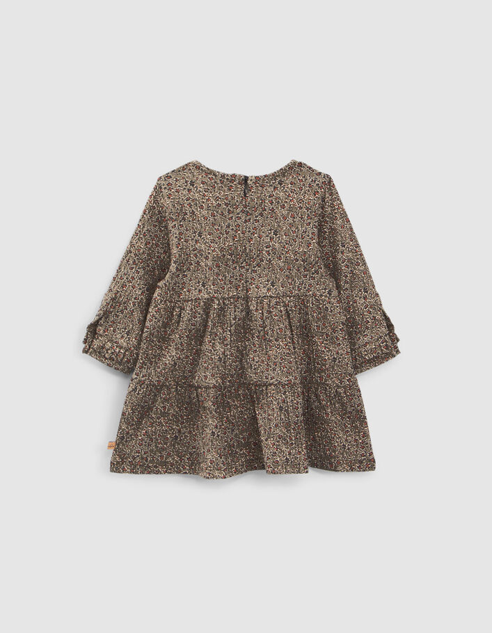 Khaki Babymädchen-Kleid mit Leo-Blumen-Print - IKKS