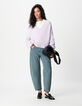 Lilac oversized V-neck sweater Woman-4