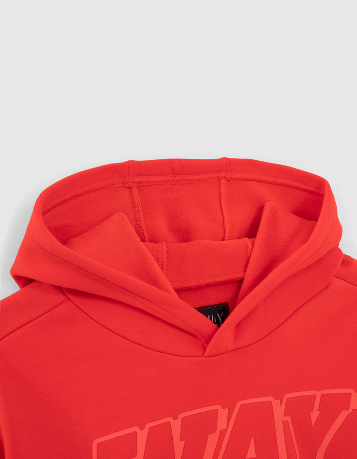 Sudadera roja maxi logo goma niño-3