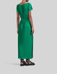 Women&rsquo;s green pleated long dress-3