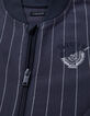 Marineblaue Jungen-Strickjacke mit Tennistreifen-5