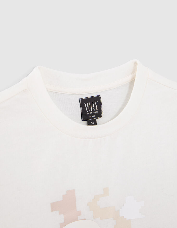 T-shirt blanc visuel profil sneakers garçon-2