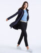Manteau mi-long néoprène à capuche amovible femme-1
