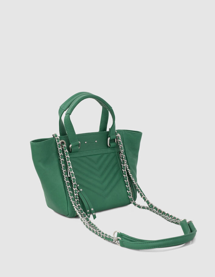 Women’s green leather fringed Small 1440 bag with zips - IKKS