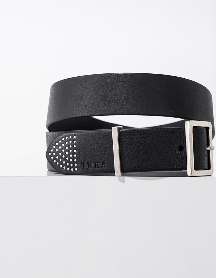 Ceinture jean en cuir noir passant femme-2