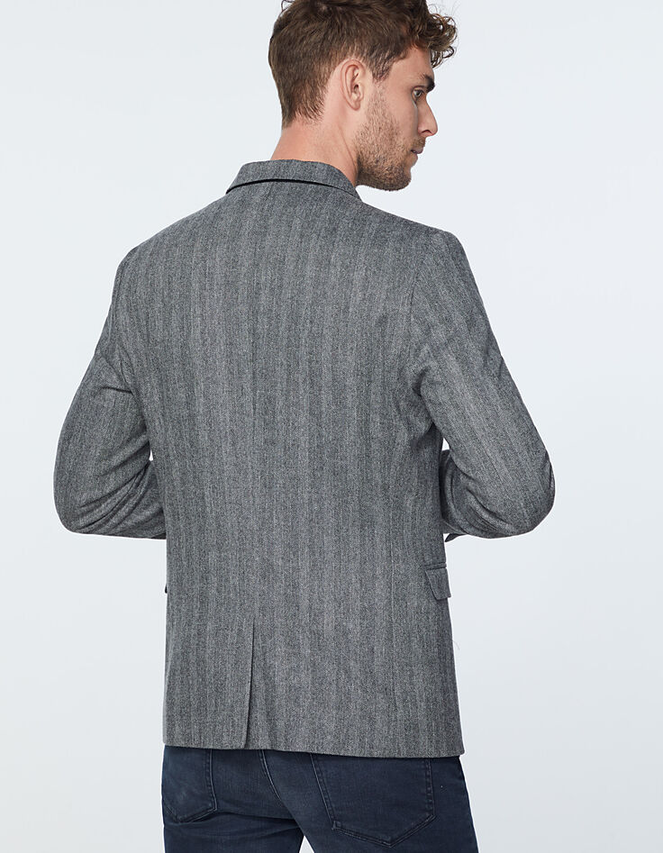 Americana gris ratón tweed efecto rayas Hombre-3