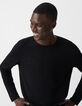 Pull noir tricot fin bords roulottés Homme-4