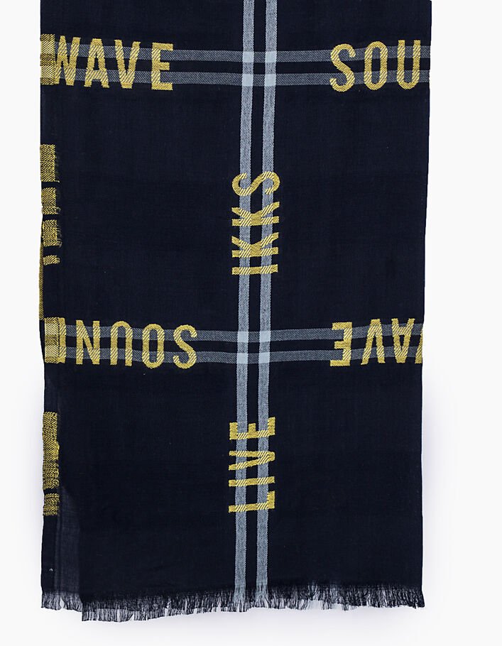 Men’s navy Jacquard Sound Wave Live IKKS lettering scarf - IKKS