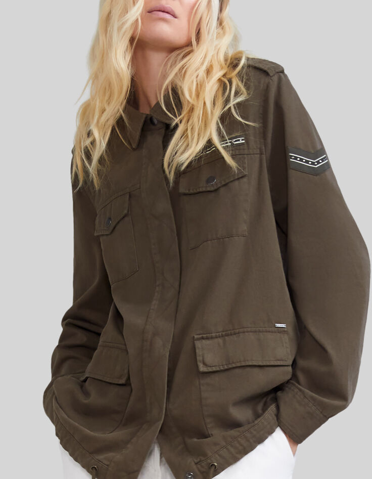 Women's khaki cotton safari jacket, XL image back-6