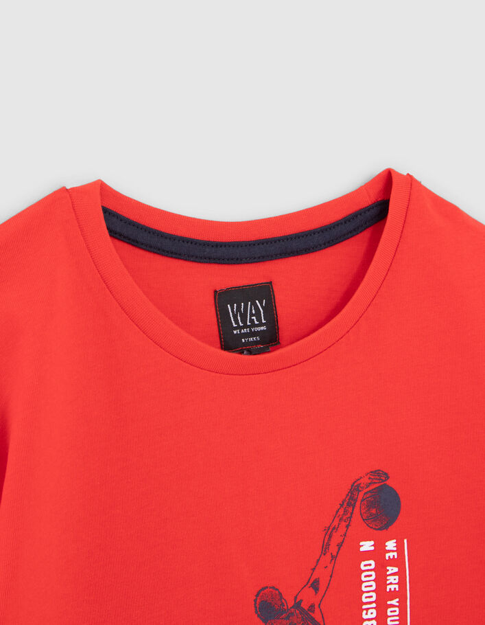 Rood T-shirt opdruk basketbalspelers jongens-3