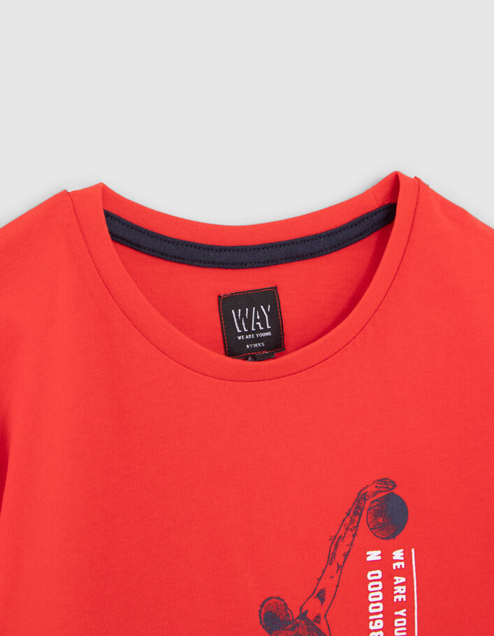 T-shirt rouge visuels basketteurs garçon - IKKS