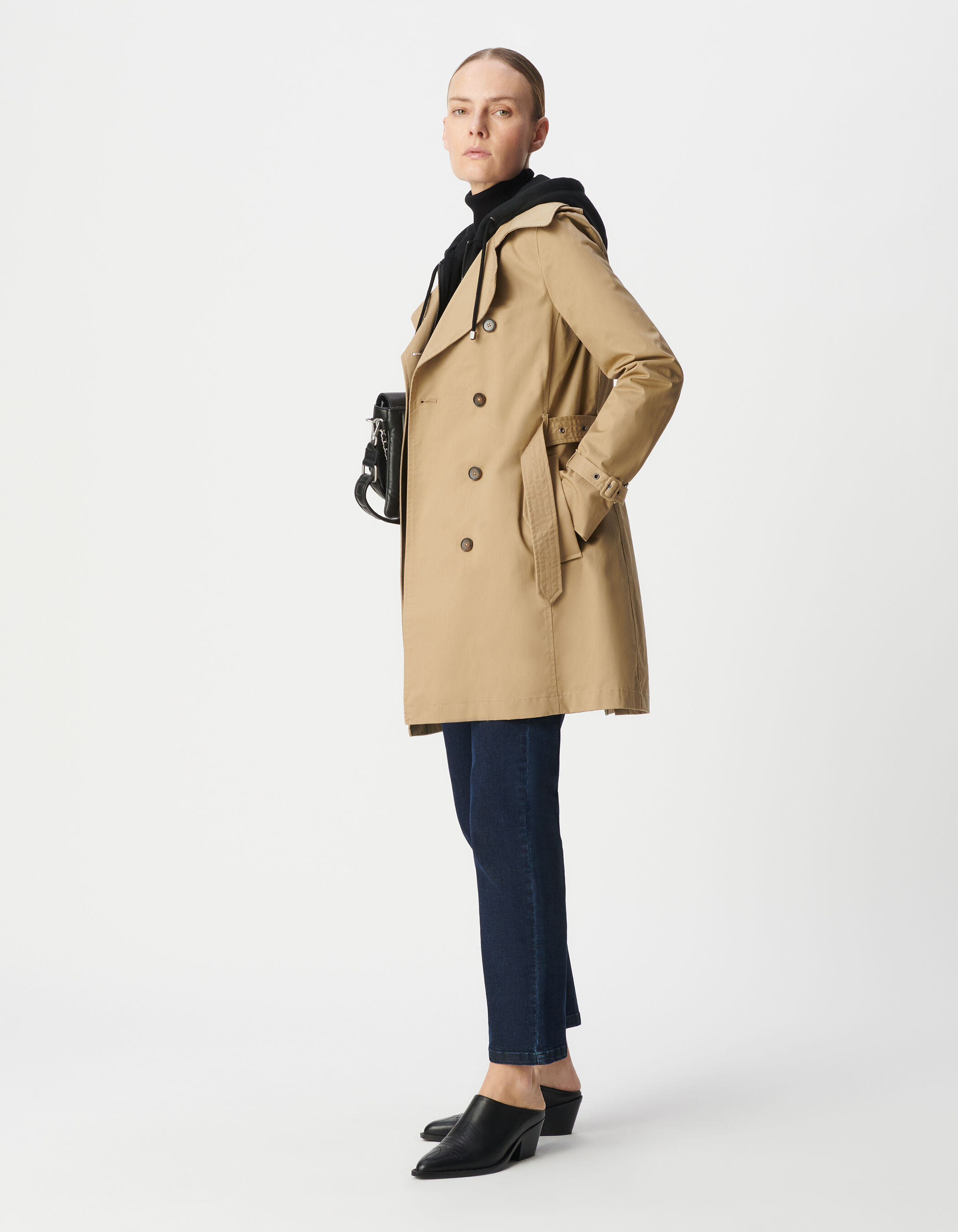 trench coat with removable hood