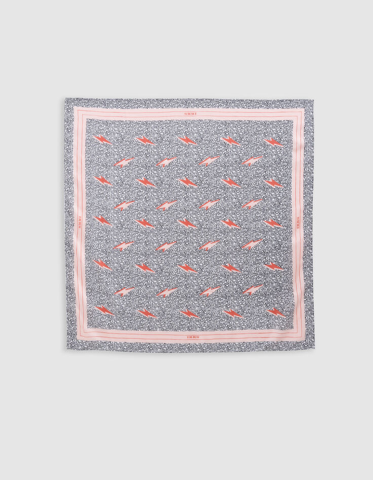 Foulard carré noir imprimé graphique fille-2