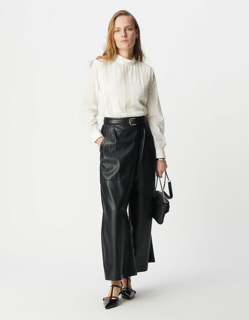 Blouse blanc cassé coton bio décor passementerie Femme - IKKS