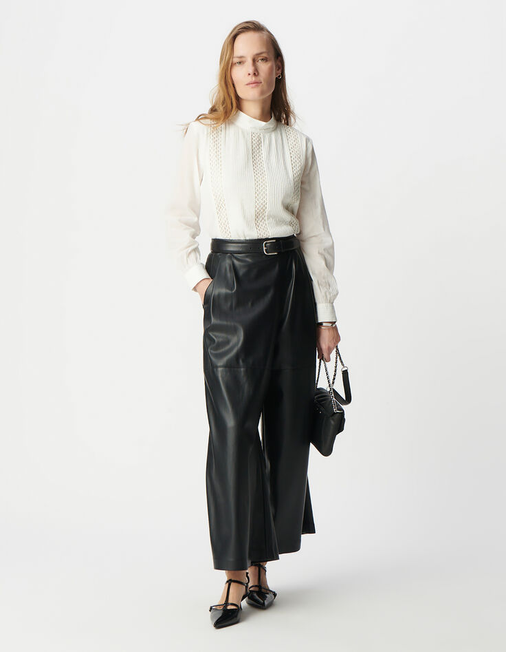 Off-white Bluse aus Bio-Baumwolle mit Besätzen Damen-1