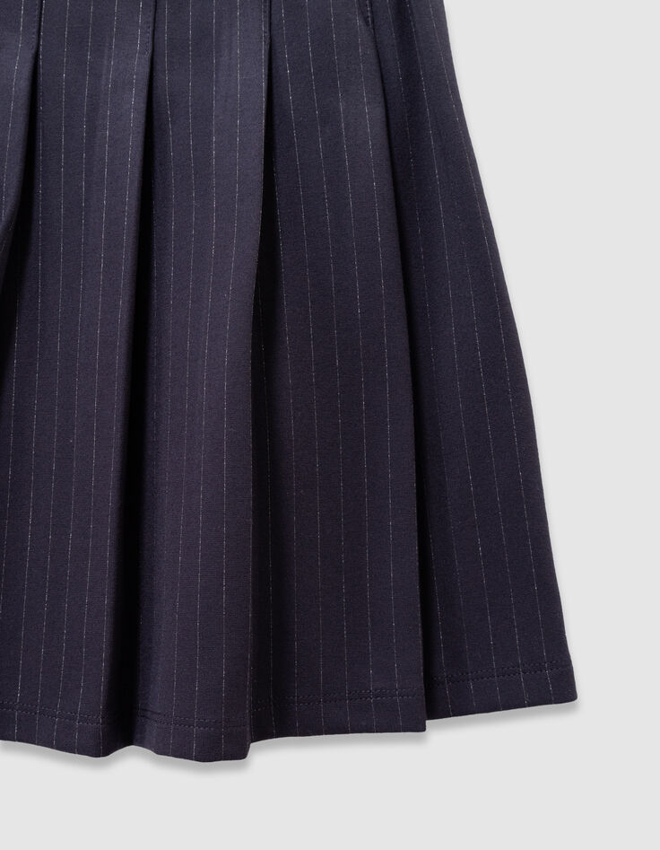 Girls’ navy pinstripe pleated short skirt-4
